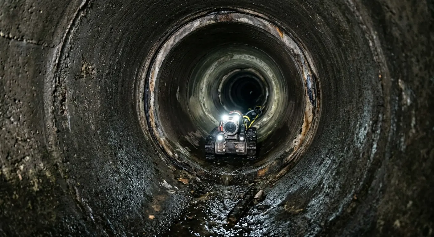 Robotic sewer camera inspecting pipe interior for Sewer Line Cleaning in Golden